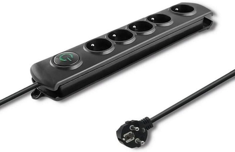 Qoltec Überspannungsschutz-Steckdosenleiste 5 Steckdosen 3 m Schwarz