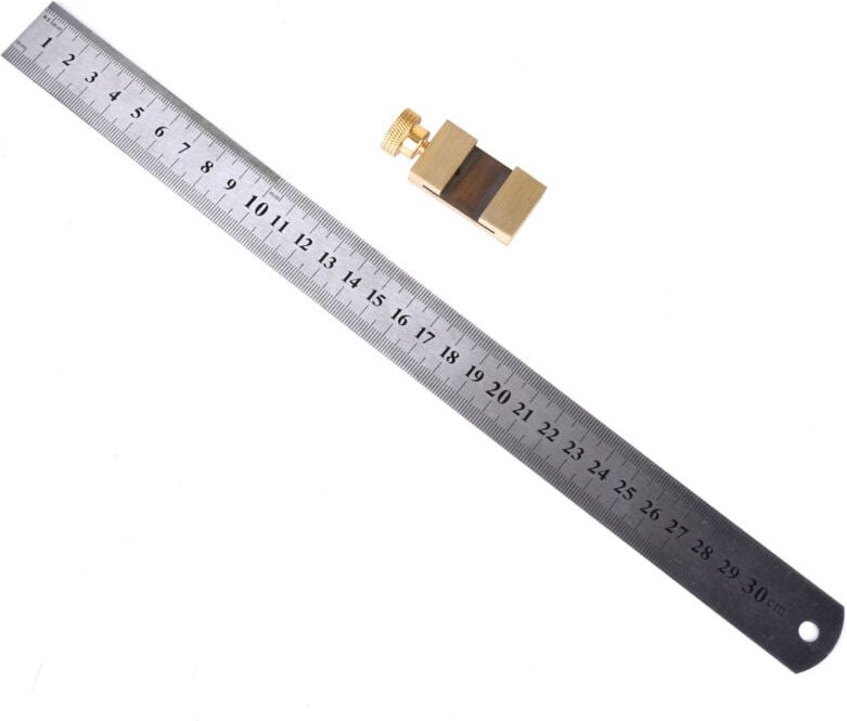 Schreinerlineal, 30 cm Stahl-Taschenlineal, Positionierhilfe, Markierungswerkzeug für Schreinerarbeiten mit Messing-Schi...