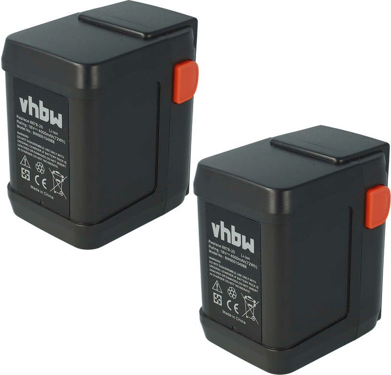 Sparset 2x Li-Ion Akku 4000mAh (18V) kompatibel mit Werkzeuge Gardena AccuCut Li 400, 450 Ersatz für 8835-U, 8835-20, 88...