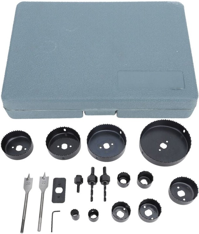 Thumbnail - 18 pcs Set Lochsäge Kohlenstoffstahl Multifuktionales effizientes Kit für Gipsboards mit Aufbewahrungsbox - Eosnow