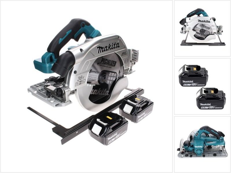 Makita DHS 900 G2 Akku Handkreissäge 36 V ( 2x 18 V ) 235 mm Brushless + 2x Akku 6,0 Ah - ohne Ladegerät