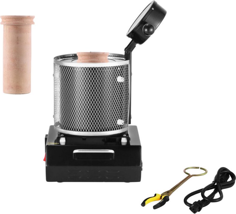 Mophorn Elektrischer Goldschmelzofen 1350 W, maximale Temperatur 1150 ℃, digital gesteuert, 3 kg Keramiktiegel für das S...