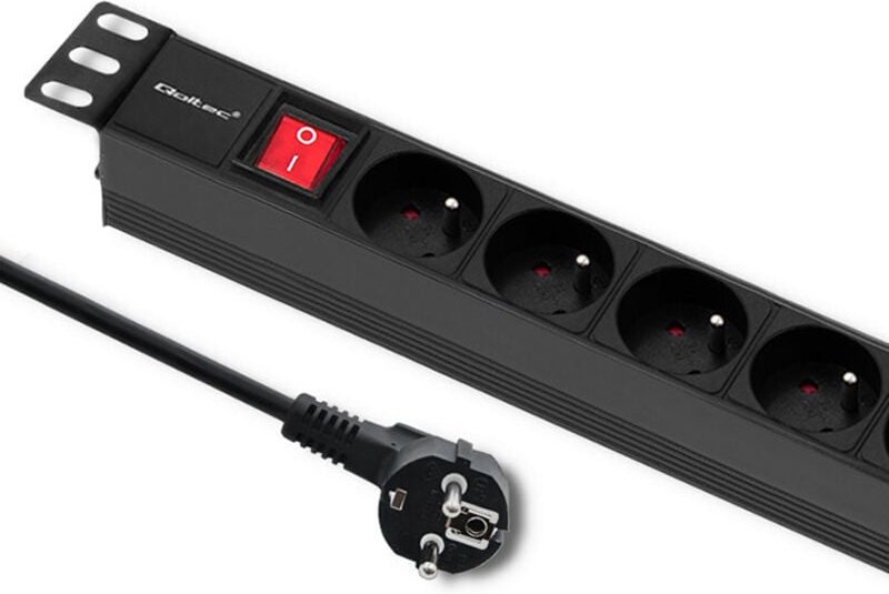Qoltec PDU Steckdosenleiste für 19'' RACK 1HE 16A 8xFRANZÖSISCH 2m