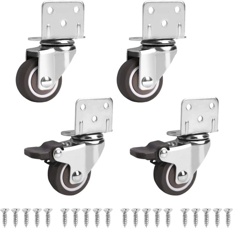 Ccykxa - Set mit 4 Lenkrollen für Möbel, darunter 2 mit Bremse, 32 mm kleine Möbelrollen – 360-Grad-Drehung, Tragfähigke...