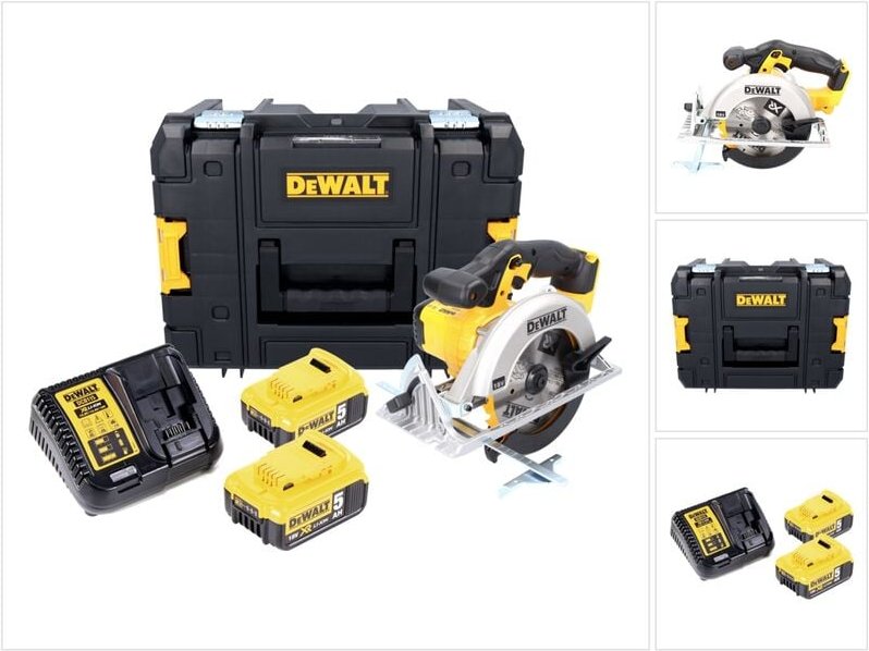 Dcs 391 P2 Akku Handkreissäge 18 v 165 mm + 2x Akku 5,0 Ah + Ladegerät + tstak - Dewalt