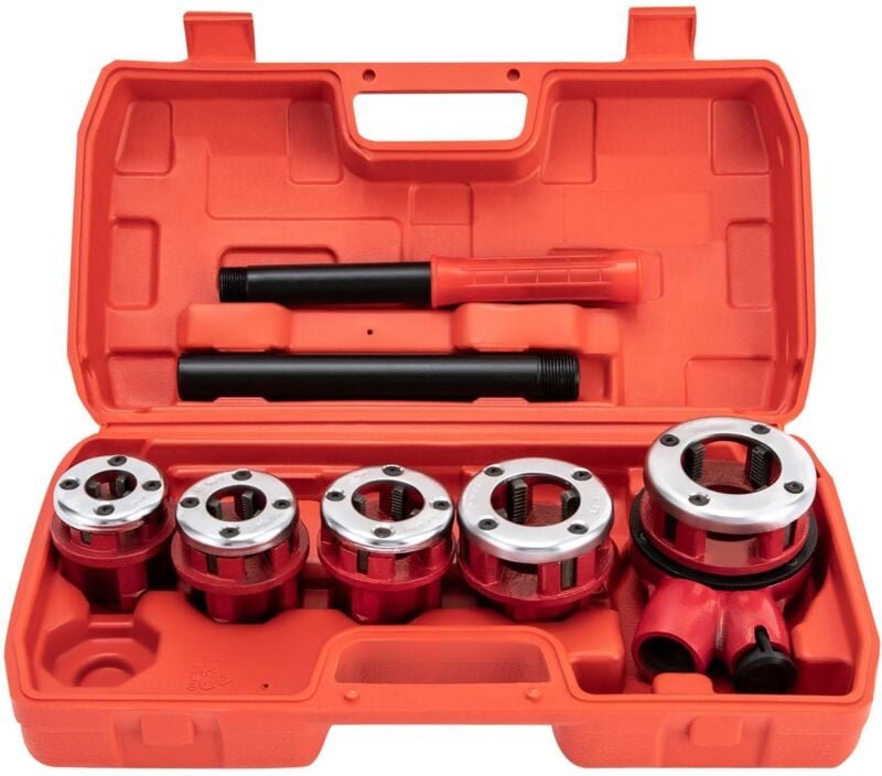 Gewindeschneidkluppe 5 Schneideisen (3/8", 1/2", 3/4", 1", 1-1/4") Rohrgewindeschneidsatz Rohrgewindewerkzeugsatz, Schne...