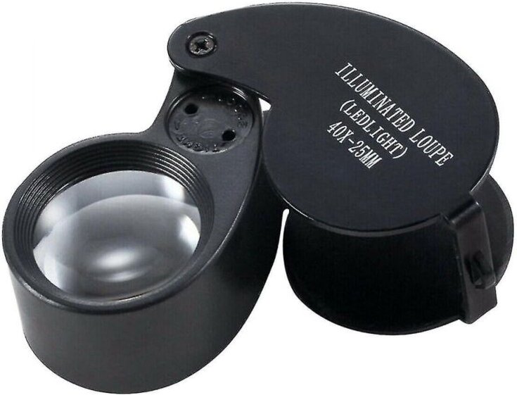 BEBUSINGOTO 40-fache Vergrößerungslupe für Schmuck, LED-Juwelierlupe