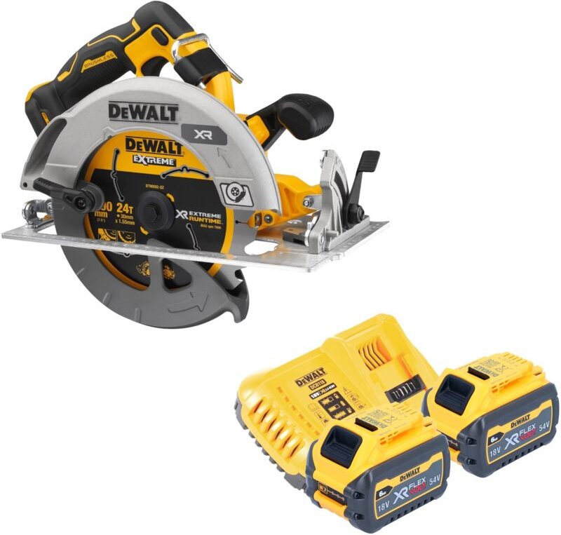DeWalt DCS 573 T2 Akku Handkreissäge 18 V 190 x 30 mm Brushless + 2x Akku 6,0 Ah + Ladegerät