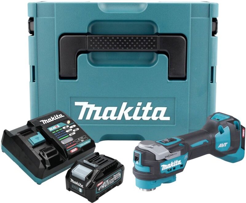 Makita TM 001 GM101 Akku Multifunktionswerkzeug 40 V max. Starlock Max Brushless + 1x Akku 4,0 Ah + Ladegerät + Makpac