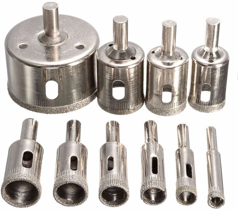 10-teiliges diamantbeschichtetes Hss-Bohrer-Set für Fliesen, Marmor, Glas, Keramik, Lochsägen-Bohrer für Elektrowerkzeug...