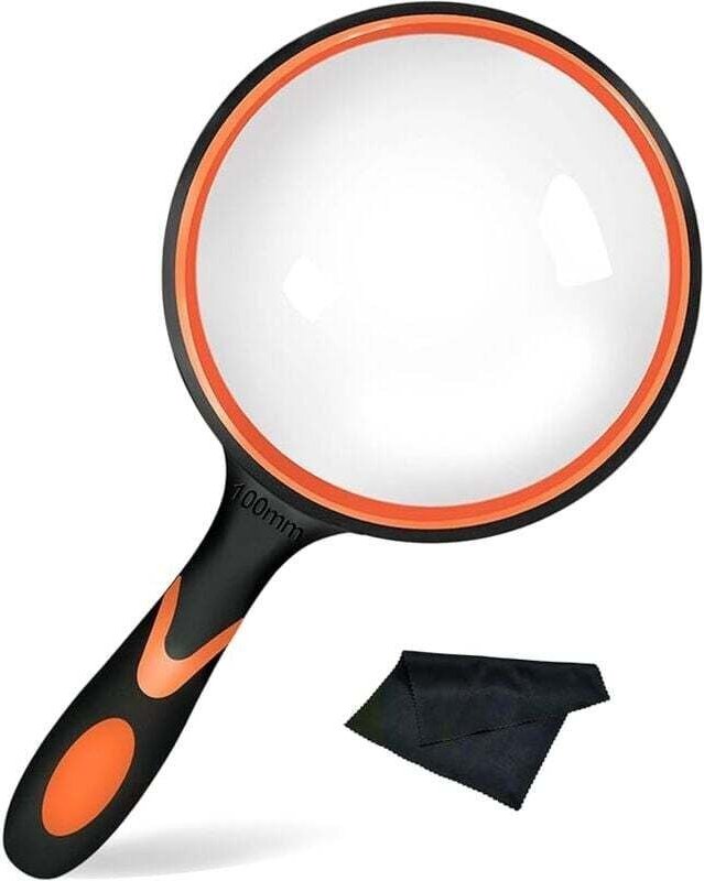 10-fache 100-mm-Lupe für Bücher, Zeitungen, Insektenbeobachtung, wissenschaftliche Experimente, rutschfester Gummigriff ...