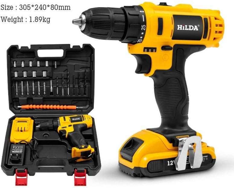 21 v Akku-Schrauber, 2 Geschwindigkeiten, Akku-Bohrschrauber, 24 Zubehörteile im Lieferumfang enthalten