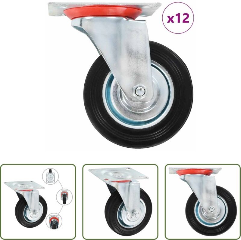 vidaXL Lenkrolle 70 kg - 12 Stk. Lenkrollen 100 mm