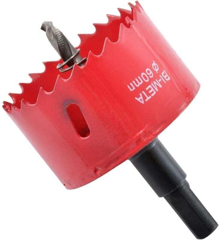 Bimetall-Lochsäge, 60 mm Durchmesser Holzlochsäge, Lochsäge mit Sechskantadapter und Pilotbohrer, zum Bohren von Kunstst...