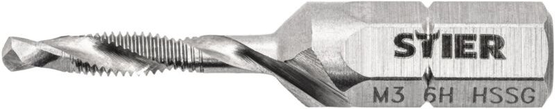 Kombigewindebohrer Bit M3 din 3126 hss-g 1/4'-Sechskant rechtsschneidend Sechskantschaft Gewindeschneider Einschnittgewi...