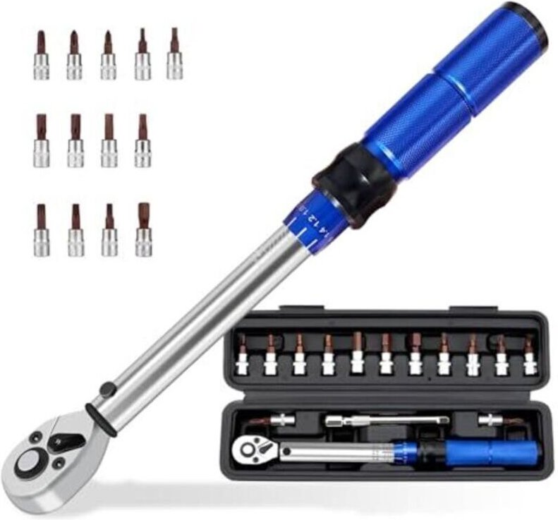 Set mit 15 Drehmomentschlüsseln für Fahrräder, Inbusschlüssel von 2 bis 24 Nm (1/4 Zoll) zum Reifenwechsel und für Motor...