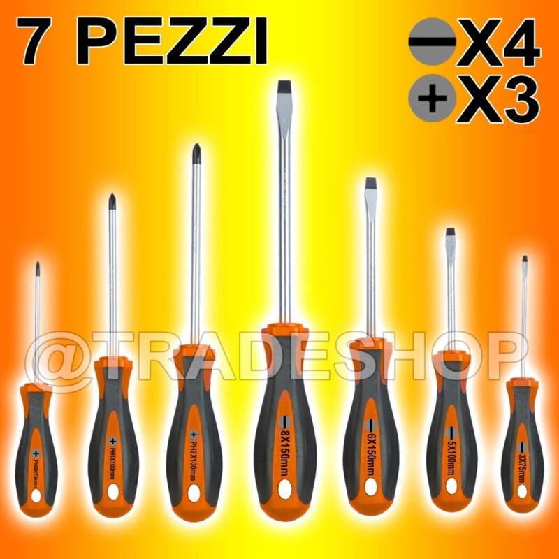 Trade Shop Traesio - Trade Shop - set cacciaviti kit 7 pezzi 3 a stella e 4 a taglio professionen -