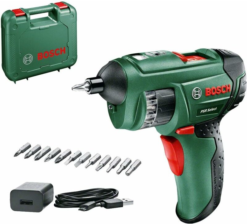 Bosch - Akkuschrauber psr Select (integrierter Akku, 3,6 Volt, 12tlg. Bit-Set)
