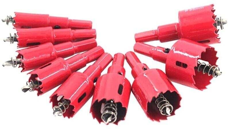 Scies cloches bimétalliques, jeu de 9 pièces, diamètres de 16, 18, 20, 22, 25, 30, 32, 35 et 38 mm, adaptées au fer, à l...