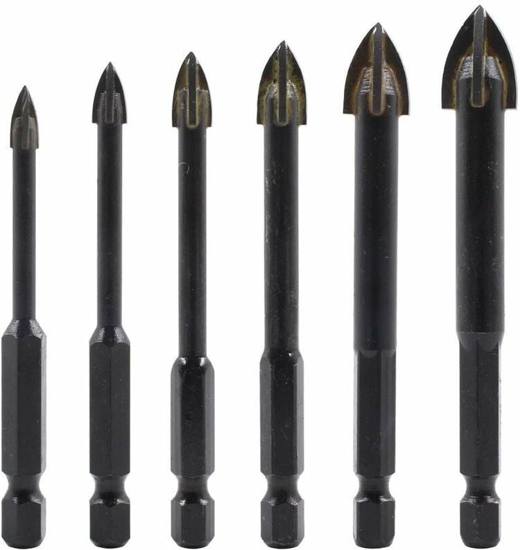 Hartmetall-Bohrer und Bit-Set für Fliesen – (Fliesen, Ziegel, Zement, Beton, Glas, Kunststoff, Metallblock, Holz)