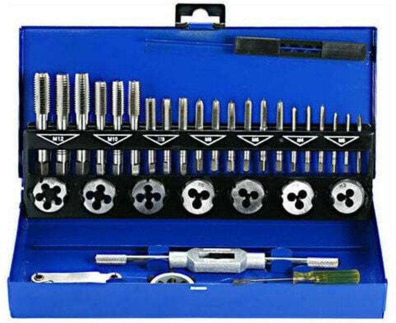 Thumbnail - Gewindeschneider-Box, 32-teiliges HSS-Gewindeschneider-Set, metrischer Schraubenschlüsselschnitt M3-M12, Handgewindeschn...