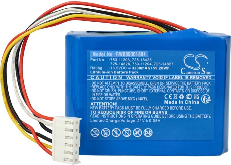 vhbw Akku Ersatz für Robomow 725-18426, 753-11203, 753-11204, 725-14826, 725-14827 für Rasenroboter (3200mAh, 18,5V, Li-...