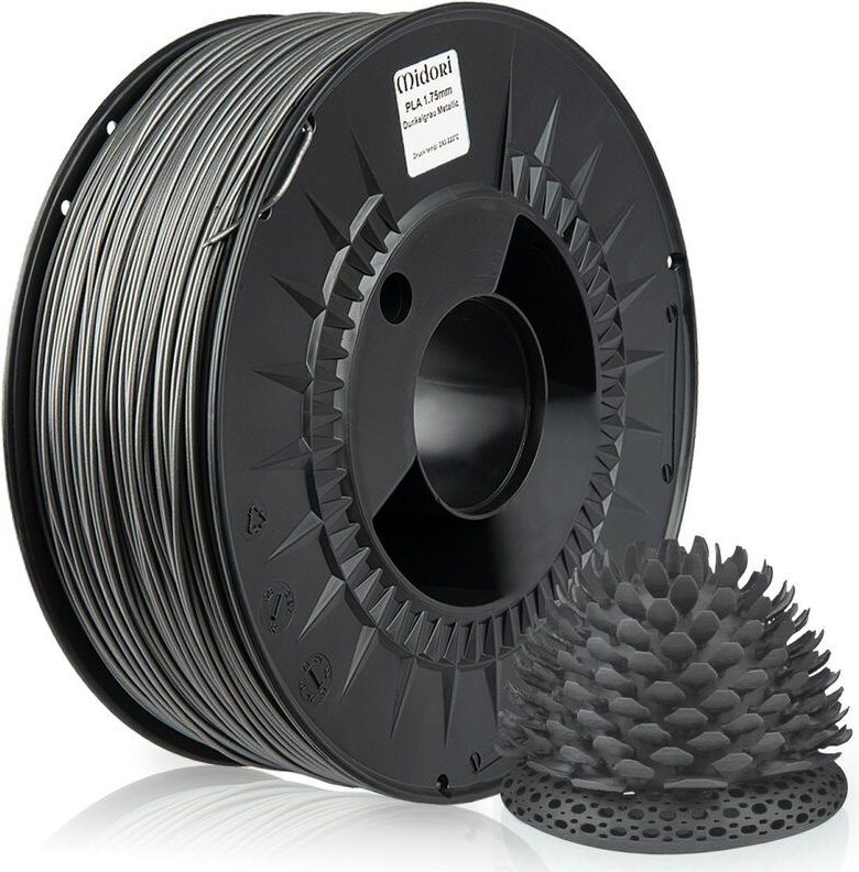 Thumbnail - 2 x Midori 3D Drucker 1,75mm pla Filament 1kg Spule Rolle Premium Dunkelgrau Metallic