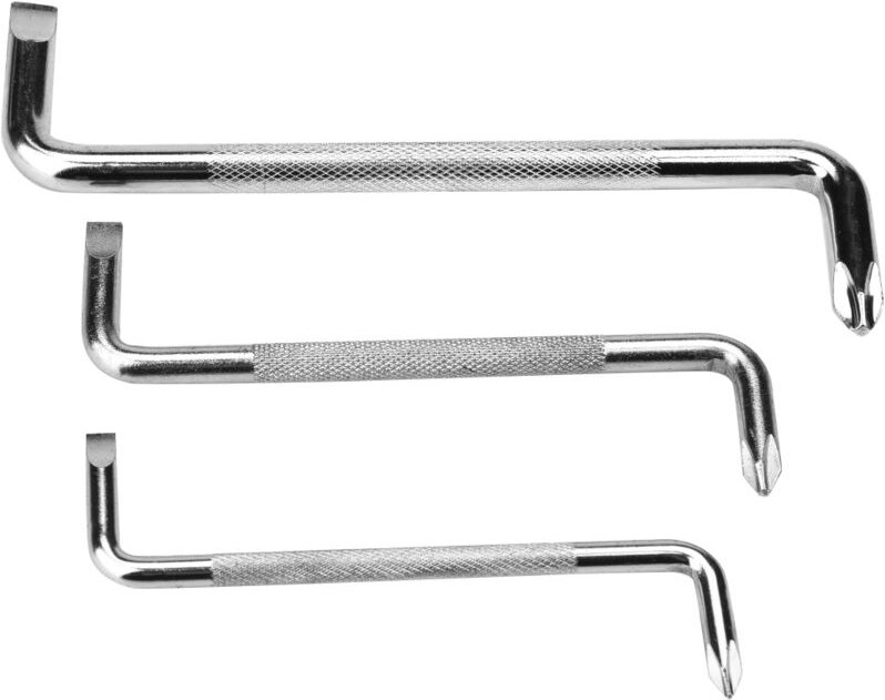 Set mit 3 doppelseitigen, rechtwinkligen Z-förmigen Schraubendrehern