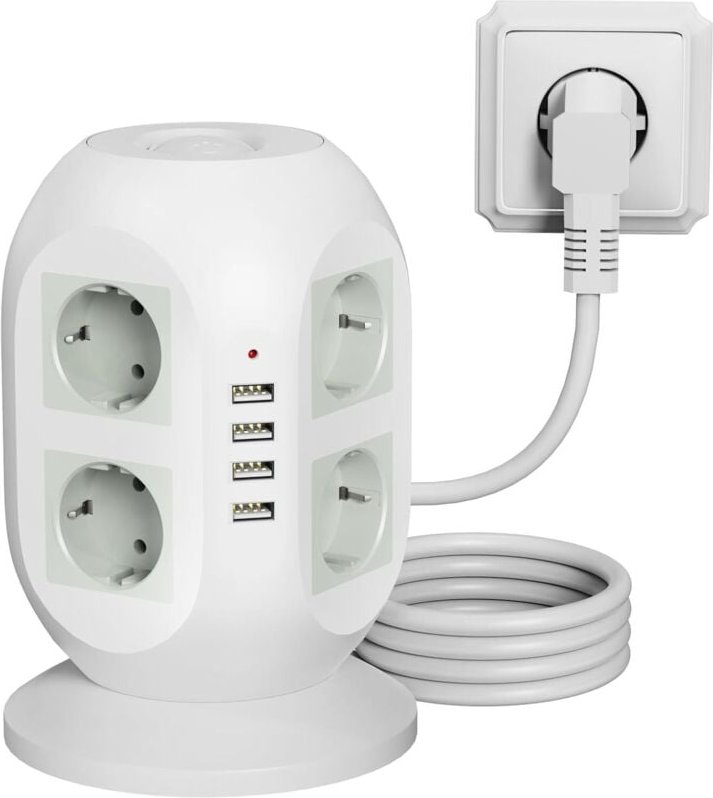 8-Port-USB-Verlängerungskabel, 2 Meter lange 8-fach-USB-Steckdosenleiste mit Überspannungsschutz, Doppelschalter für den...