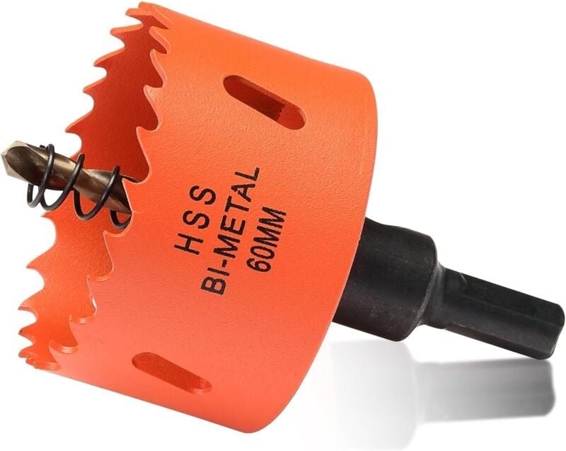 Bimetall-Lochsäge, 60 mm, für Holz und Metall, Bimetall-Rundbohrer, mit 35 mm Schnitttiefe, für Stahl, Gusseisen, Alumin...