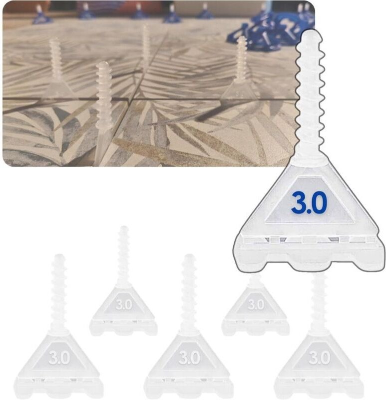 Set mit 200 selbstnivellierenden Fliesenkreuzen (3 mm x 3 mm) – ohne Skala, wiederverwendbar Ideal für Heimwerker und Fl...