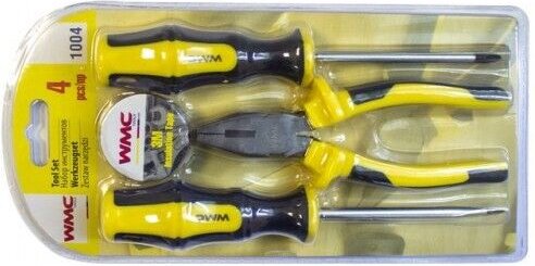 4-teiliges Werkzeugset: Schraubendreher, Zange und Klebeband