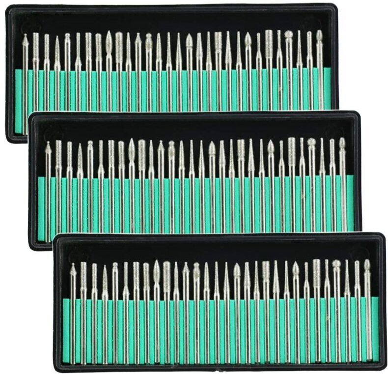 Diamant-Frässtifte, Bohrer, Glas, Metall, Edelstein für Dremel-Schleif-Rotationswerkzeug, 90 Stück, 1/8 Zoll (3 mm)
