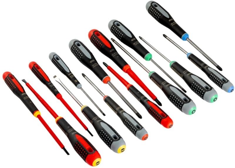 Bahco - ergo Schraubendreher-Satz für Schlitz-, Phillips-, Pozidriv- und TORX-Schrauben mit Gummigriff - 15-tlg.