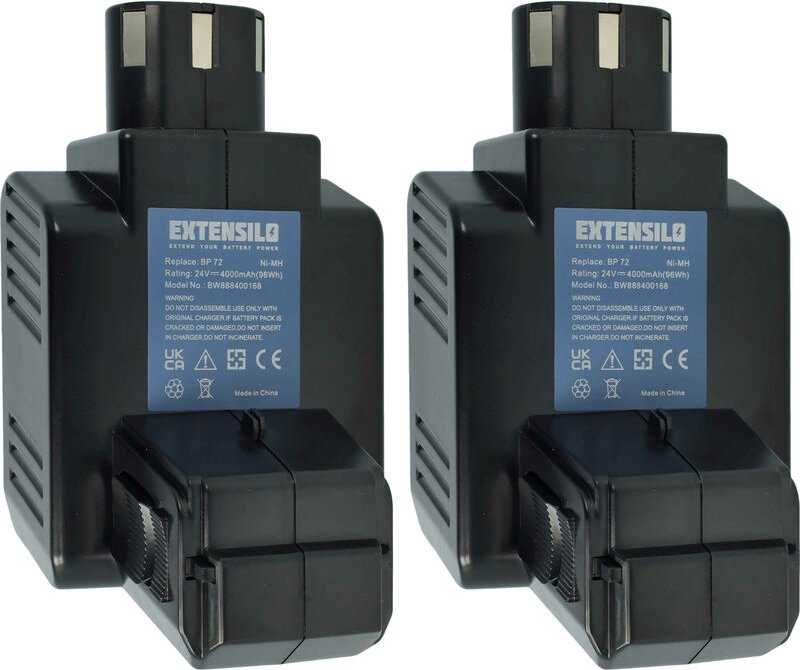 Extensilo - 2x Akku Ersatz für Hilti BP72, BP60, 331530, BP40 für Werkzeug (4000 mAh, NiMH, 24 v)
