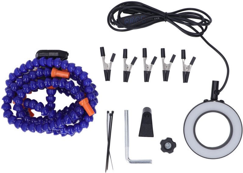 Löthilfe, 3-fache 5-Backen-USB-Lupe, flexible ABS-Arme, blaue, leichte Lötstation