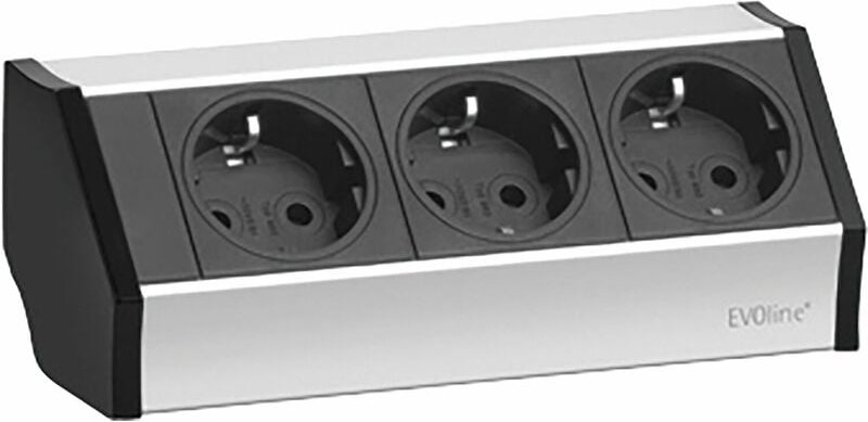 EVOline 159360001300 Steckdosenleiste 3fach Schwarz, Silber Schutzkontakt 1 St.