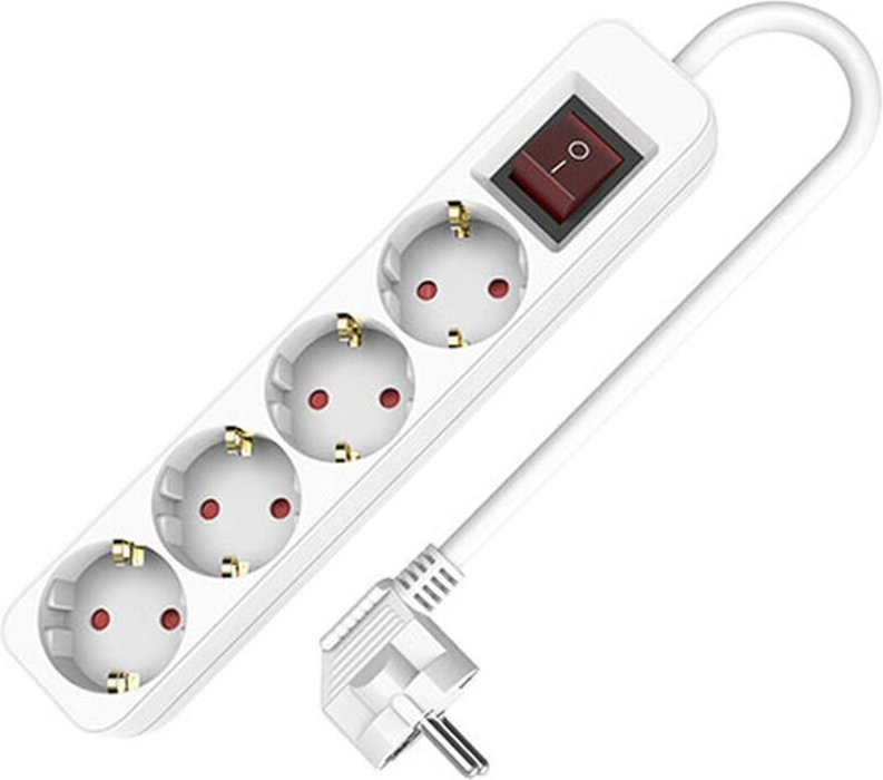 Steckdosenleiste mit 4 Steckdosen ohne Schalter TM Electron TMUAD504S Weiß 3680 W (1,5 m) (4 Stück)