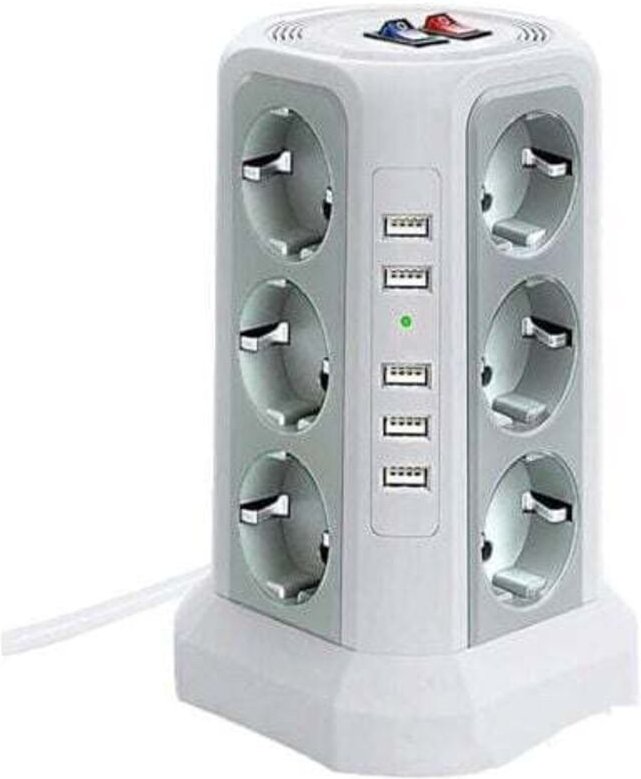 Berspannungsschutz-Steckdosenleiste, Steckdosenleiste mit 5 USB-Anschlüssen und 12 Steckdosen, Steckdosenleiste mit 3 Sc...