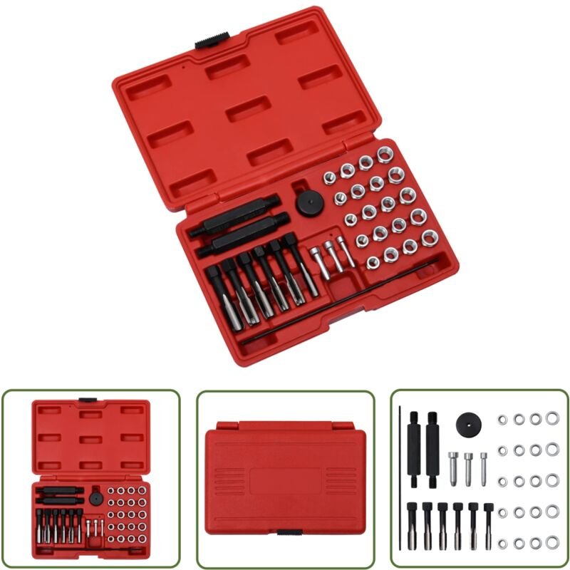 33-tlg. Glühkerzengewinde-Reparatur-Werkzeugsatz M8 M10 M12 - Glühkerzengewinde Reparaturset - Gewindereparatur - Werkst...