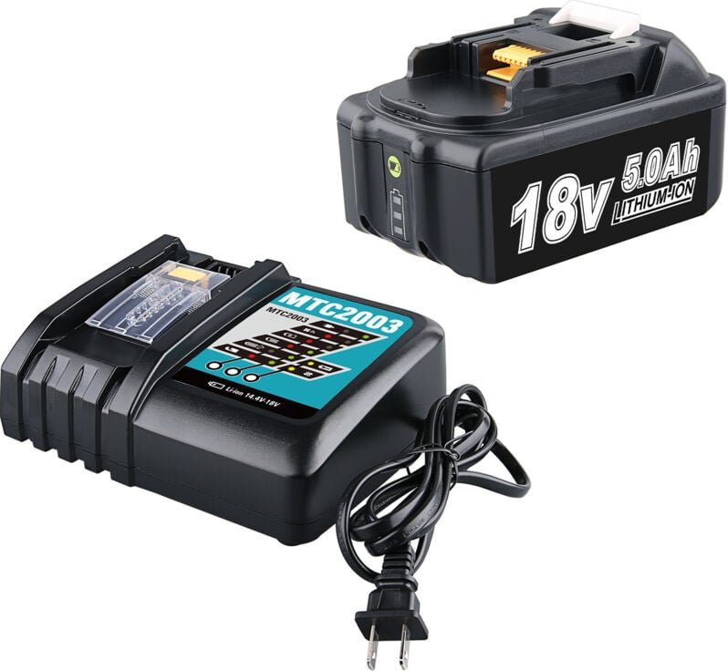 Pdstation - BL1860 18 v 5,0 Ah Akku und 3 a DC18RC Ladegerät für Makita, kompatibel mit Makita 18 v lxt Li-Ionen-Akkus B...