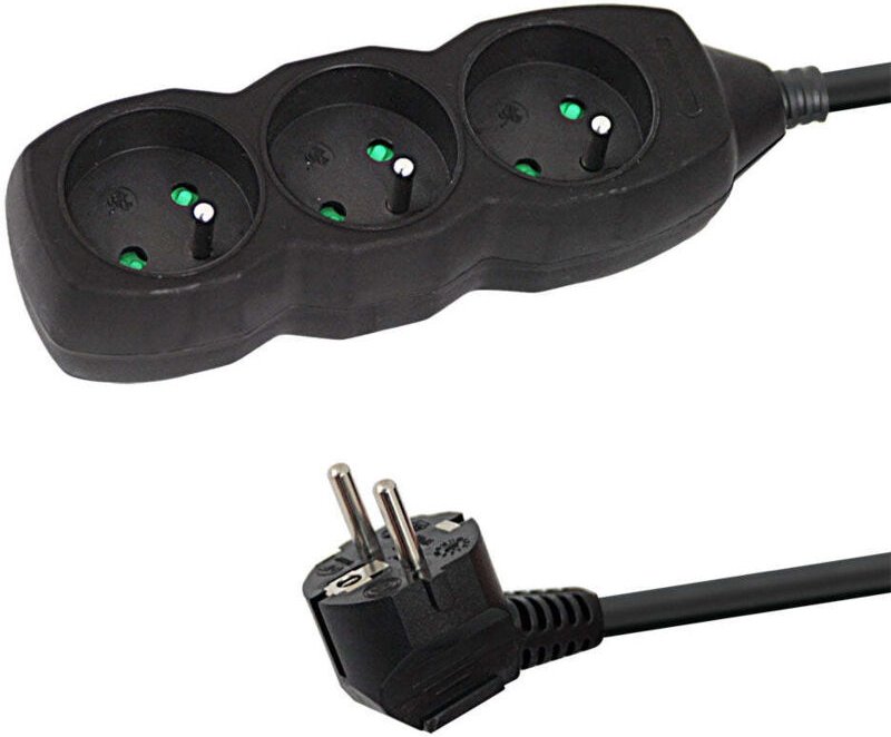 Esperanza Steckdosenleiste, 3 Steckdosen, 1,5 m, Schwarz