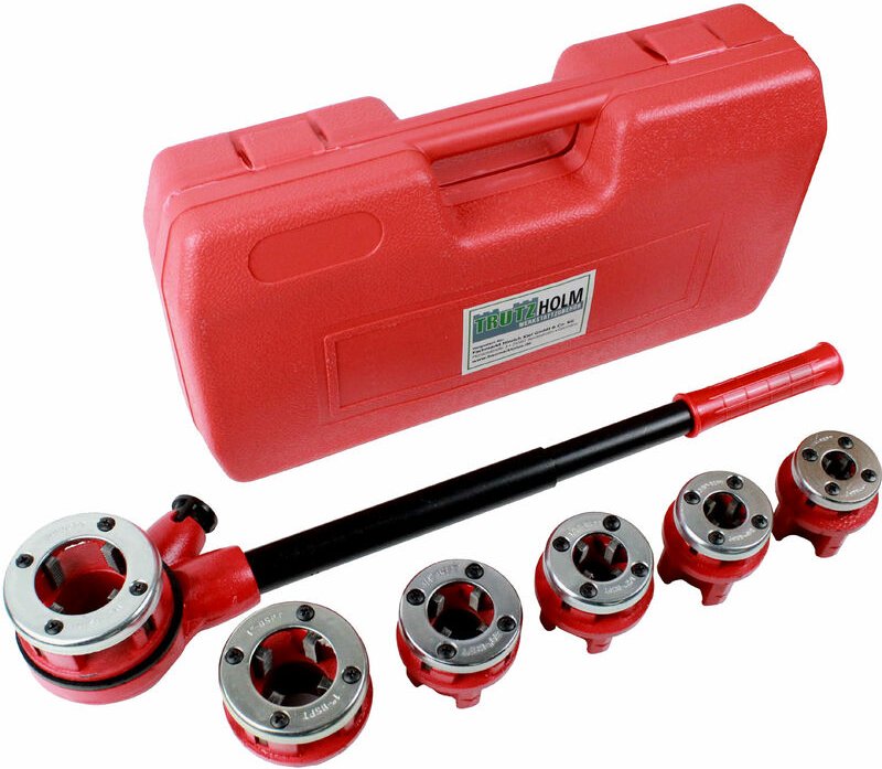 Baumarktplus - Gewindeschneidkluppensatz Rohrgewindeschneidsatz Schneidkluppe 9-tlg. Satz für Rohre von 1/4' bis 1 1/4'