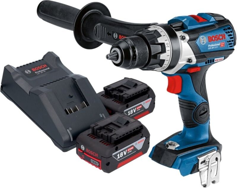 Bosch GSR 18V-110 C Professional Akku Bohrschrauber 18 V 110 Nm Brushless + 2x Akku 4,0 Ah + Ladegerät