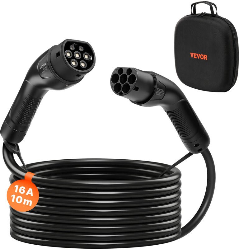 VEVOR EV Ladekabel, 16 A, 10 m, max. 11 kW, Verlängerungskabel, kompatibel mit Typ-2-Ladegeräten für Elektrofahrzeuge, 3...