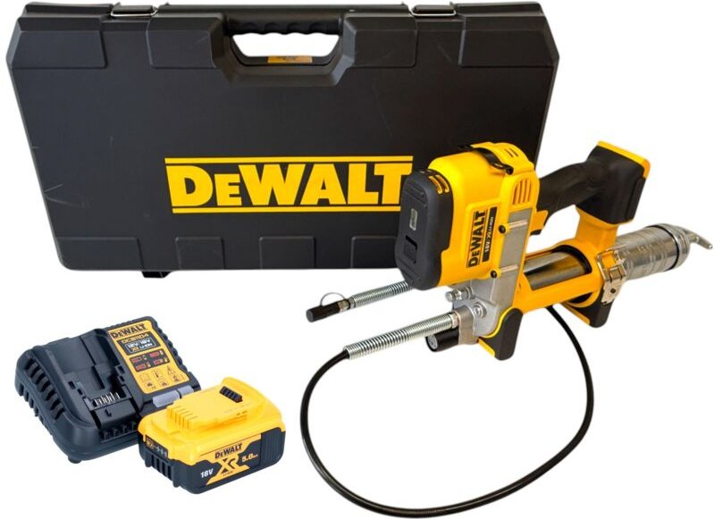 DeWalt DCGG 571 P1K Akku Fettpresse 18 V + 1x Akku 5,0 Ah + Ladegerät