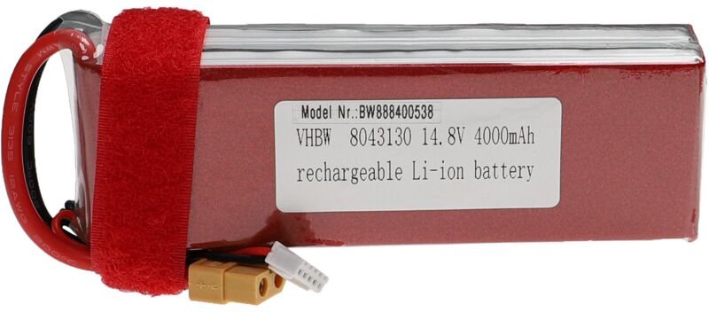 Akku kompatibel mit XT60 Stecker für Modellbau z.B. Racing Car, Helikopter, Flugzeug (4000mAh, 14,8V, Li-Polymer, 140 x ...