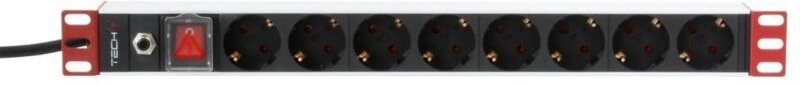 Techly Multiprise PDU Rack 1U Schwarz und Rot 8 Ausgänge