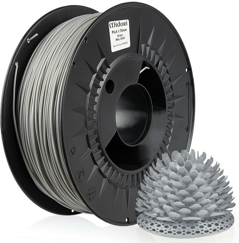 3D Drucker 1,75mm pla Filament 1kg Spule Rolle Premium Silber RAL9006 - Midori