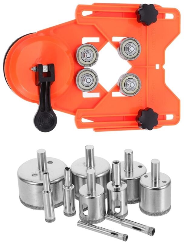 Diamant-Lochsäge, Einstellbarer Punch-Locator, Fliesensäge mit 10 diamantbeschichteten Bohrern, Saugnapfbasis für Kerami...
